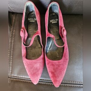 Melin Made in Italy Burgundy Suede Mary Jane's size 35 Women's US 5 flats